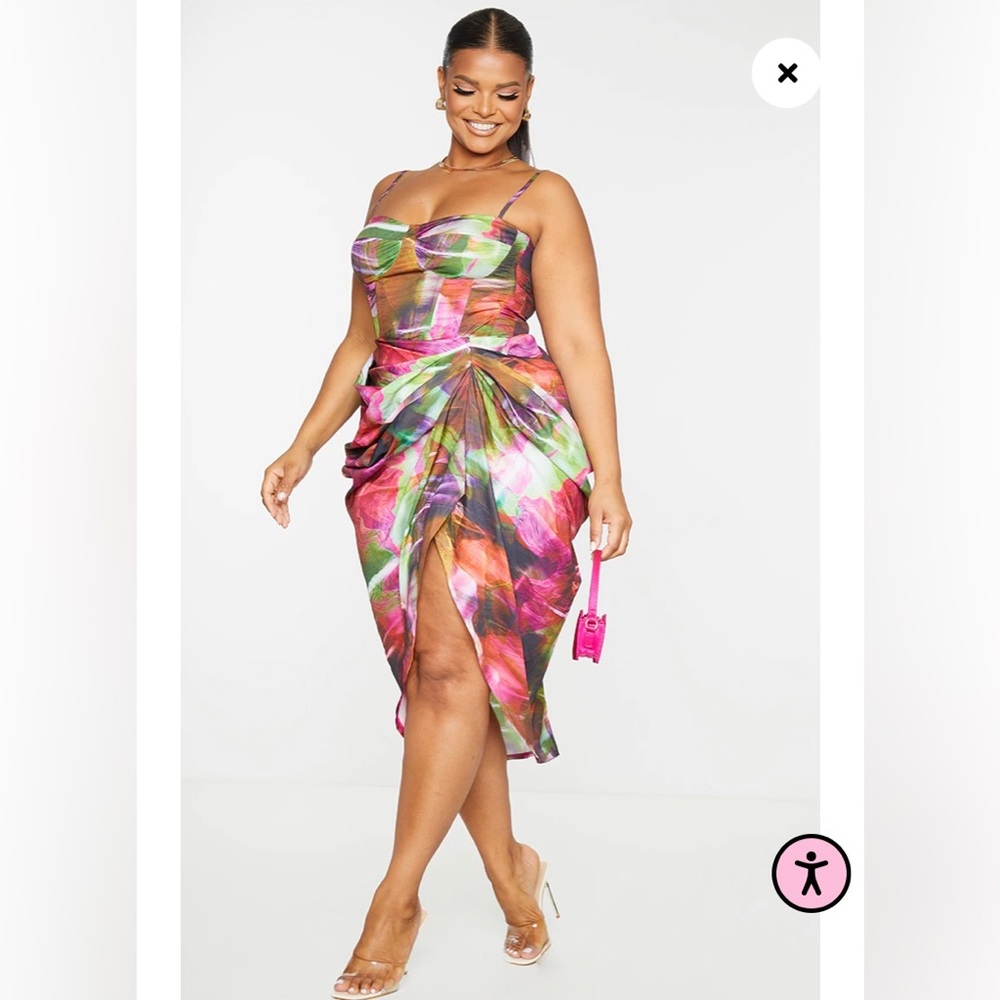 Ruched floral skirt
